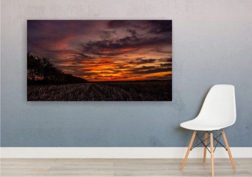 Vászonkép "Naplemente a tarlón"