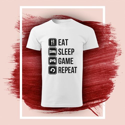 Póló "Eat-Sleep-Game-Repeat" 004_G