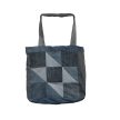 Egyedi patchwork válltáska újrahasznosított textilekből - Indigó geometria